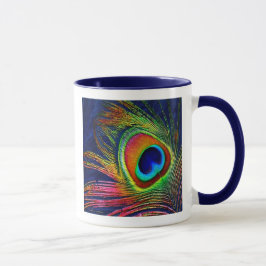 孔雀カラフル羽プリントコーヒーマグ マグカップ