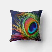 孔雀カラフル羽プリント クッション (裏面)