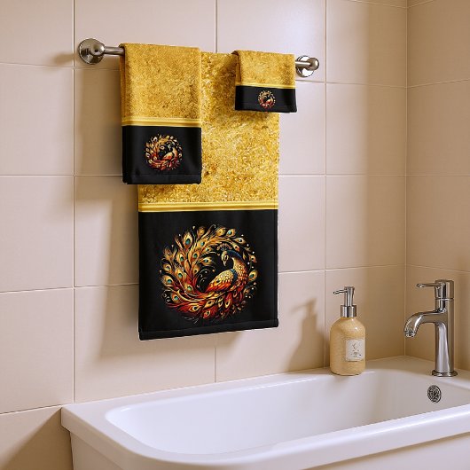 孔雀カラフル踊り バスタオルセット