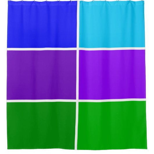 孔雀カラージオメトリブロック シャワーカーテン (正面)