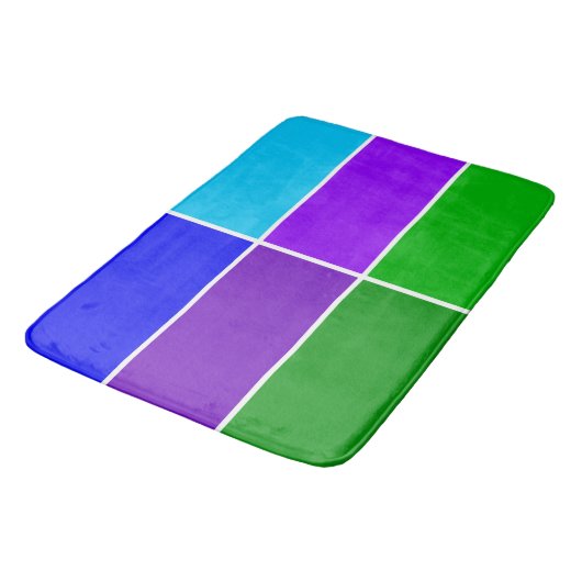 孔雀カラージオメトリブロック バスマット (アングル)