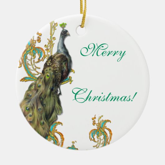 孔雀クリスマスオーナメント セラミックオーナメント (正面)
