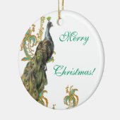 孔雀クリスマスオーナメント セラミックオーナメント (左)