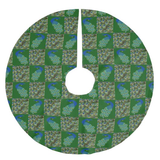 孔雀クリスマスツリースカート ブラッシュドポリエステルツリースカート (正面)