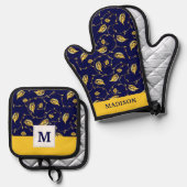 孔雀サリ模様 鍋つかみ&鍋敷きセット (正面/裏面)