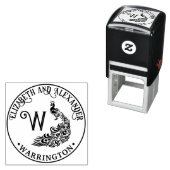 孔雀シルエット#4Fカップル名独身のイニシャル セルフインキングスタンプ (インサイチュ)