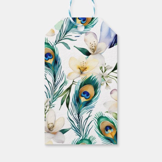 孔雀ジャスミンアーチインディアン結婚のメンディのお願い ギフトタグ (裏面)