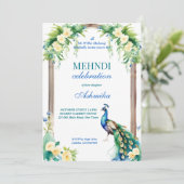 孔雀ジャスミンアーチインディアン結婚ズメンディ 招待状 (スタンド正面)