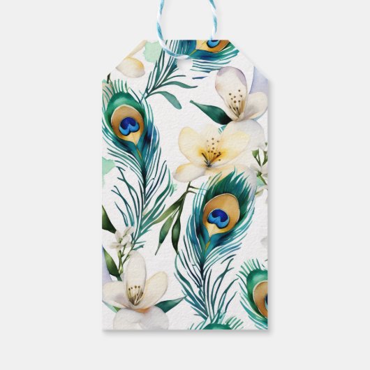 孔雀ジャスミン結婚インディアンのテンプレートの好意の贈り物 ギフトタグ (裏面)