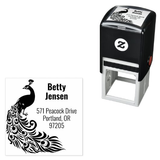 孔雀スタイリッシュシルエット差出人住所 セルフインキングスタンプ (インサイチュ)
