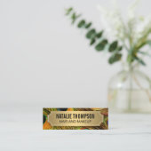 孔雀スタイリッシュ羽金ゴールド金属枠 スキニー名刺 (スタンド正面)