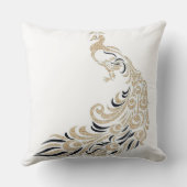 孔雀スタイリッシュ金ゴールド黒正方形M-L クッション (裏面)