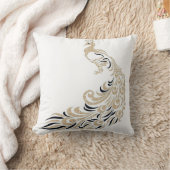 孔雀スタイリッシュ金ゴールド黒正方形M-L クッション (ブランケット)