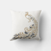 孔雀スタイリッシュ金ゴールド黒正方形M-L クッション (裏面)