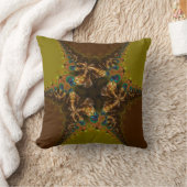 孔雀スターフラクタルレースビッグクッションピロー クッション (ブランケット)