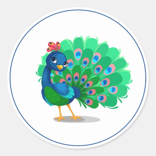 孔雀ステッカー ラウンドシール (正面)