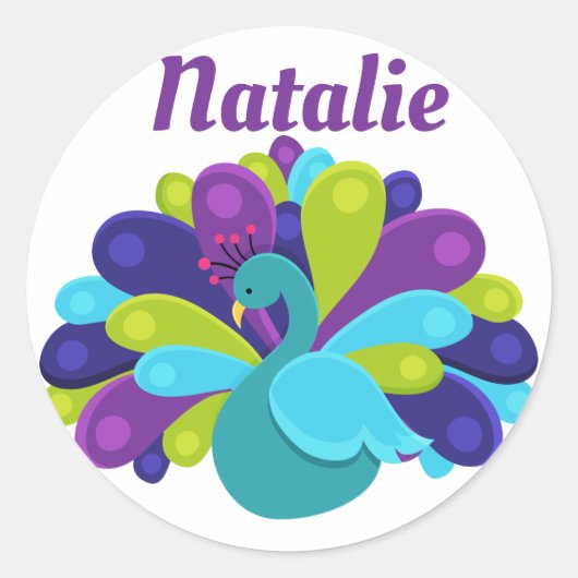 孔雀ステッカー ラウンドシール (正面)