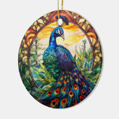 孔雀ステンドグラスのセラミックツリー装飾 セラミックオーナメント (左)