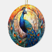 孔雀ステンドグラスのセラミックツリー装飾 セラミックオーナメント (左)