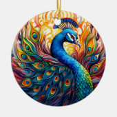 孔雀ステンドグラスのセラミックツリー装飾 セラミックオーナメント (正面)