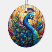 孔雀ステンドグラスのセラミックツリー装飾 セラミックオーナメント (左)