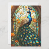 孔雀ステンドグラス事前充填サンキューカード 招待状 (裏面)