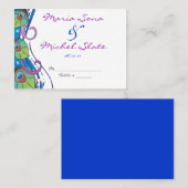 孔雀テーマ結婚のテーブル座席表設定 プレイスカード (正面/裏面)