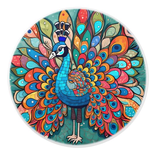 孔雀デザイン、コンテンポラリースタイル、数々の色 セラミックノブ (正面)