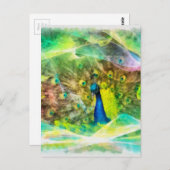 孔雀デジタ絵画ル ポストカード (正面/裏面)