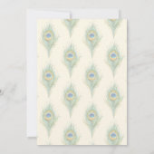 孔雀ハス結婚花テンプレート 招待状 (裏面)