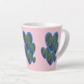 孔雀ハートパターン顧客。BCピンクラテマグカップ カフェラテマグ (右アングル)