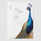 孔雀バードオーバーレイ夏ガーデン婚約 ベラム紙招待状 (正面)