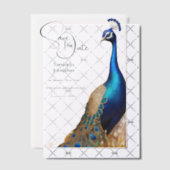 孔雀バードオーバーレイ夏ガーデン婚約 ベラム紙招待状 (オフセット (招待状))