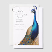 孔雀バードオーバーレイ夏ガーデン婚約 ベラム紙招待状 (オフセット)