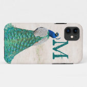 孔雀バードフェザーティール(緑がかった色)モノグラムIPHONE 5ケース Case-Mate iPhoneケース (裏面(横))