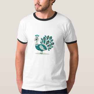 孔雀バードベーシックRinger Tシャツ