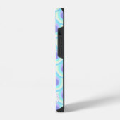 孔雀パターンパープルブルー名 iPhoneケース (左側面)