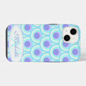 孔雀パターンパープルブルー名 iPhoneケース (裏面横)
