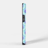 孔雀パターンパープルブルー名 iPhoneケース (右側面)