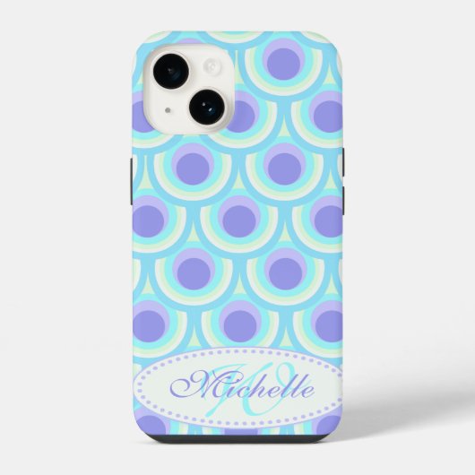 孔雀パターンパープルブルー名 iPhoneケース (裏面)