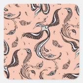 孔雀パター芸術的ン鳥の正方形シール スクエアシール (正面)