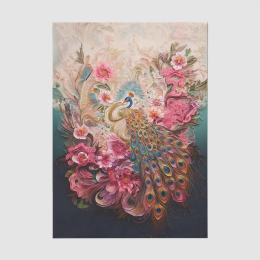 孔雀パラダイス: 華麗な花と羽の芸術 薄葉紙 (正面)
