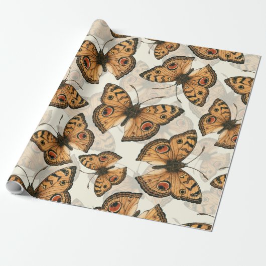 孔雀パンシー蝶パターン ラッピングペーパー (アンロールド)