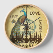 孔雀パーソナライズされたシャンデリア 壁時計 (正面)