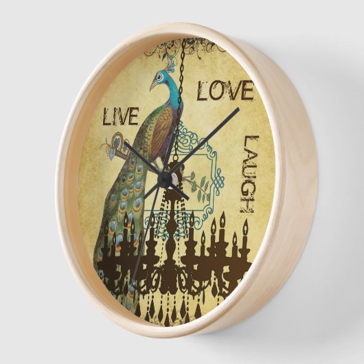 孔雀パーソナライズされたシャンデリア 壁時計 (傾斜)