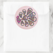 孔雀パーティーピンクDIYカップケーキトップパーラベル ラウンドシール (バッグ)