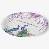 孔雀パープル花インディアン結婚の食器 ペーパープレート (アングル)