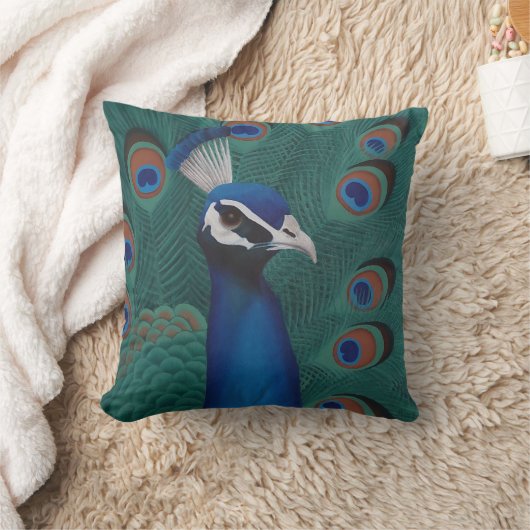 孔雀ピロー クッション (ブランケット)