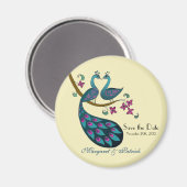 孔雀ピーヘン日付を保存する、アイボリー マグネット (正面/裏面)