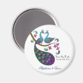 孔雀ピーヘン – 日付マグネットを保存(kantha/wh) マグネット (正面/裏面)